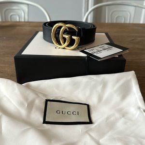 SOLD Gucci Leather Belt with Double G Buckle 1”